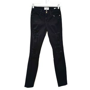 Frame Women’s Le Skinny de Jeanne Distressed Denim Jeans - Black - Size 25